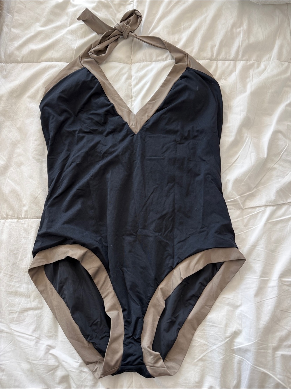 Trina Turk Black One-Piece Swimsuit with Taupe Trim
